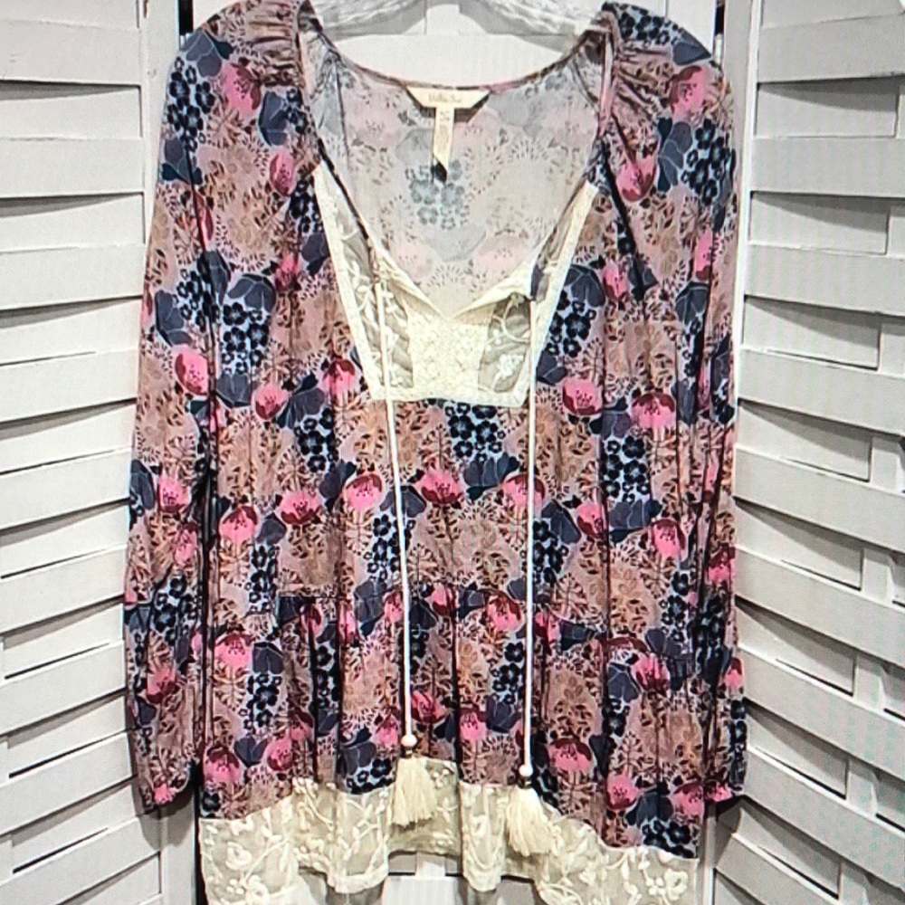 Floral Lace Trim Women's Top